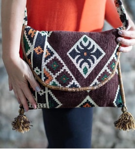 BK Gift El Yapımı Otantik Türk Kilim Omuz Çantası -2, Günlük, Kitap, Tablet, Plaj ve Seyahat Çantası