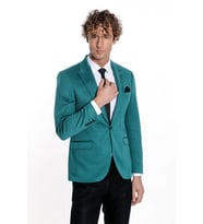 Pamuk Slim Fit Desensiz Yeşil Erkek Ceket - Wessi