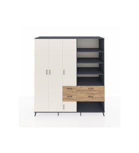 Kronos Dolap 14 Raflı 4 Çekmeceli 4 Kapaklı 220x59x243 Antrasit-Aytaşı/Çam