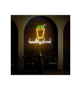 healthy drink Yazılı ve Şekilli Neon Tabela