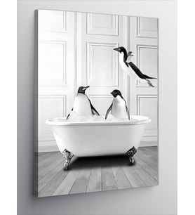 Kanvas Tablo Penguenlerin Küvet Keyfi