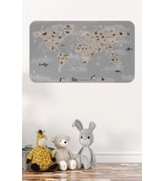 Eğitici Dünya Haritası Dünya Atlası Çocuk Ve Bebek Odası Duvar Sticker-60x105-3793