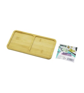 DİKDÖRTGEN 2 BÖLMELİ AHŞAP BAMBU YAĞDANLIK ALTLIK MİNİ TEPSİ 12 X 23.4 X 0.8CM (5680)