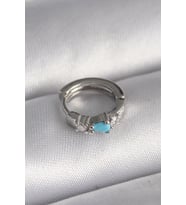 316L Çelik Gümüş Renk Zirkon Taşlı Mavi Boncuk Detay Tragus Piercing 5886 - HPSBYI5952-1405