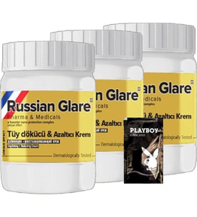Playboy Rusian Glare Nano 3 Adet X 50 Ml Rus Merhemi Tüy Dökücü Azaltıcı + 1 Armağan Jel