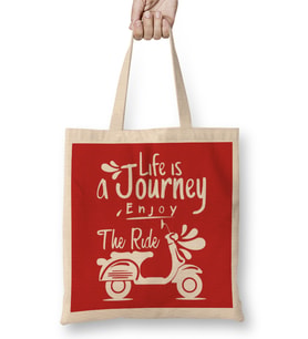 Journey Life is a Journey Enjoy The Ride Vespa Bez Çanta Uzun Saplı