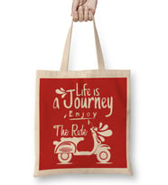 Journey Life is a Journey Enjoy The Ride Vespa Bez Çanta Uzun Saplı