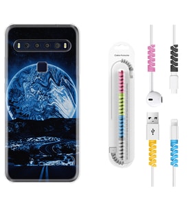 TCL 10L 10 Plus 10SE 20E 20SE 30SE L7 Kılıf Kablo Koruma Spiral Silikon Mavi Gece 1605