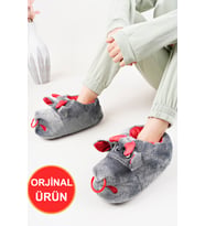 Orjinal Yumuşak Taban Sevimli Hayvan Panduf (Gri)