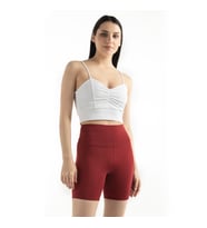 Straight Kadın Bordo Yüksek Bel Toparlayıcı, Sıkılaştırıcı Yoga Şort Tayt 6" (Bordo)