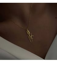 Kişiye Özel 925 Ayar Gümüş Tasarım Dikey İsim Kolye (Gold)