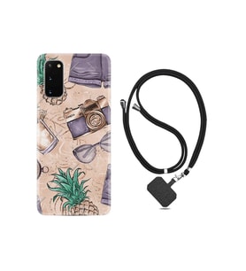 Samsung Galaxy S20 Fe Kılıf Desenli Silikon Boyun Askılı Monkey Butterfly 1357