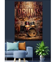 Drums Resonance Müzik Motivasyon Yazısı Dekoratif Kanvas - Mdf Ahşap Tablo