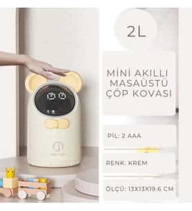 Elpheco Mini Akıllı Çöp Kovası-Ayıcık (Bej) 2L