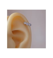 Silver Renk Cerrahi Çelik Taşlı Halka Tragus Piercing Helix Lob Kıkırdak (Çok Renkli)