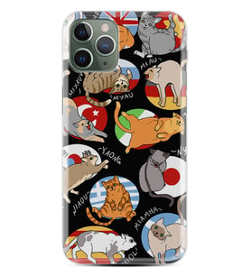 Apple iPhone 11 12 13 14 Pro Max Kılıf Desemli Silikon Miyavlamalar 1793