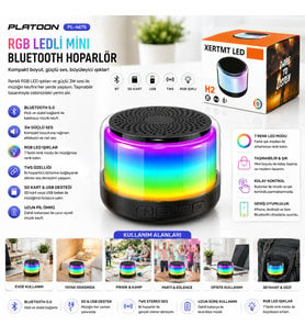 BT - SD - USB ŞARJLI RGB IŞIKLI BLUETOOTH WİRELESS SPEAKER HOPARLÖR 3W PL-4675