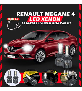 Renault Megane 4 2016-2021 Kısa Far Uyumlu Şimşek Etkili Led Xenon Premium Series H7