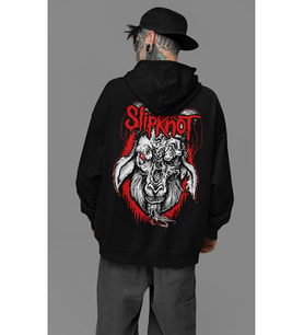 Müzik Grubu Tasarım Keçi Baskılı Unisex Oversize Slipknot Hoodie