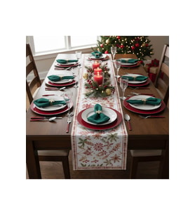 Yılbaşı Temalı Dijital Baskılı Runner Örtüsü Christmas 40x140 cm