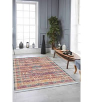 Çok Renkli Vintage Dokuma Pamuk Taban Kaymaz Kilim KLM176