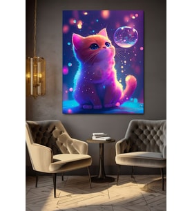 TATLI KEDİ KANVAS TABLO EV DUVAR SALON OFİS DÜKKAN HEDİYELİK DEKARASYON SÜSÜ (Çok Renkli)