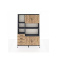 Arges Gardrop 8 Raflı 4 Çekmeceli 4 Kapaklı 132x30x195 Antrasit-Çam