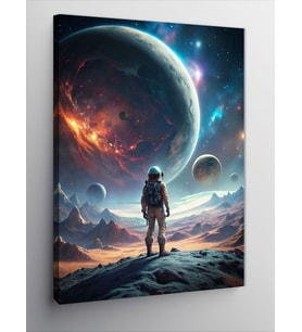 Kanvas Tablo Astronot Adam Ve Gezegenler