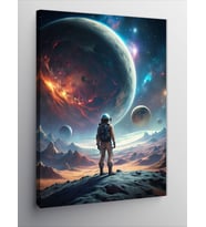 Kanvas Tablo Astronot Adam Ve Gezegenler