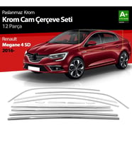 Renault Megane Uyumlu 4 Sedan Krom Cam Çerçevesi 12 Parça. 2016 Üzeri