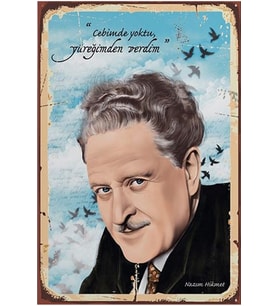 Nazım Hikmet Tasarımlı Ahşap Poster