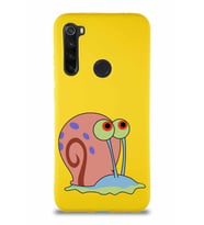 Xiaomi Redmi Note 8 Soft Premier Kapak Salyangoz Gary Tasarımlı Silikon Kılıf - Sarı (Şeffaf)