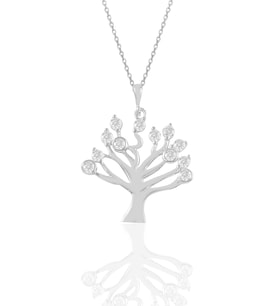 Söğütlü Silver Gümüş rodyumlu zirkon taşlı soy ağacı kolye