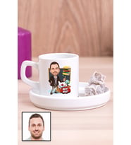 Erkek Öğretmene Özel Hediye Karikatürlü Concept Türk Kahvesi Fincanı