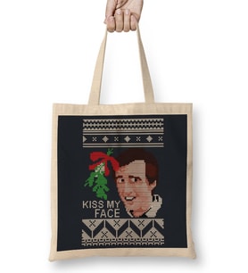 Christmas Alan Partridge Kiss My Face Mistletoe Knit Bez Çanta Uzun Saplı
