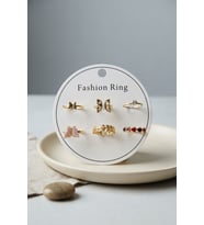 Renk Pirinç Kelebek Detaylı 6'lı Yüzük Seti BYK4311