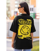 Tasarım Nirvana Rock Metal Sırt Baskılı Unisex Oversize Müzik Grubu Tişört