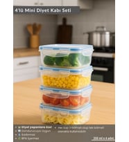 4'lü Mini Diyet Kabı Seti BPA Free Hava Almaz Saklama Kabı Çıkarılabilir Bölmeli Gıda Kutusu 350 ml