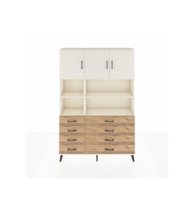 Arges Dolap 8 Raflı 8 Çekmeceli 3 Kapaklı 132x30x195 Aytaşı-Aytaşı/Çam