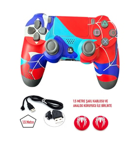 Playstation Dualshock 4 V2 Ps4 Oyun Kolu Yenilenmiş Pc + Ps4 (1.5mt Şarj Kablosu  ve Analog koruyucu (Çok Renkli)