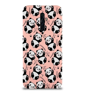 Oppo Reno 2z Uyumlu Lansman Kılıf Panda Tasarımlı İçi Kadife Kapak-Pembe (Şeffaf)