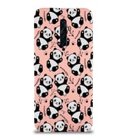 Oppo Reno 2z Uyumlu Lansman Kılıf Panda Tasarımlı İçi Kadife Kapak-Pembe (Şeffaf)