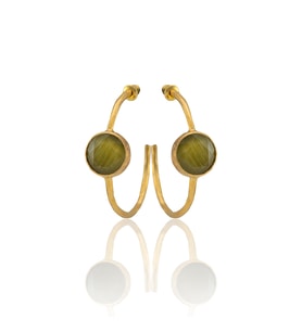 Kadir Jewellery 22 Ayar Altın Kaplama Kadın Taşlı Küpe -El İşçiliği Ve Hipoalerjenik Küpe