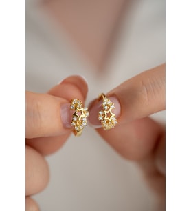 925 Ayar Gümüş Gold Kaplama 15 mm Işıltılı Yıldız Küpe