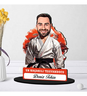 Kişiye Özel Erkek Tekvandocuya Hediye Karikatürlü Biblo