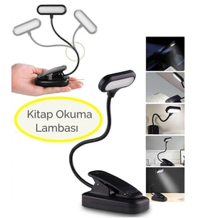 Ledli Klipsli Mini Kitap Okuma Lambası Mandallı Pilli Masa Lambası Kitap Okuma Işığı Akrobat Kıskaçl