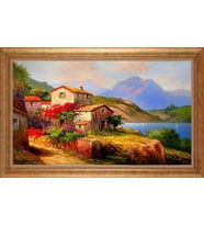 Çerçeveli Paspartulu Manzara Tablo bm1802 (Gold)