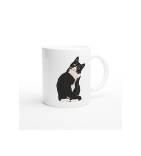 I Love Cat Yazılı Siyah-Beyaz Kedi Temalı Baskılı Kupa Bardak