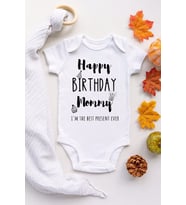 Unisex Doğum Günün Kutlu Olsun Anneciğim Kısa Kol Çıtçıtlı Bebek Body Zıbın