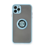 Apple İphone 11 Pro Max Kılıf Montreal Yüzüklü Silikon Kapak - Buz Mavi